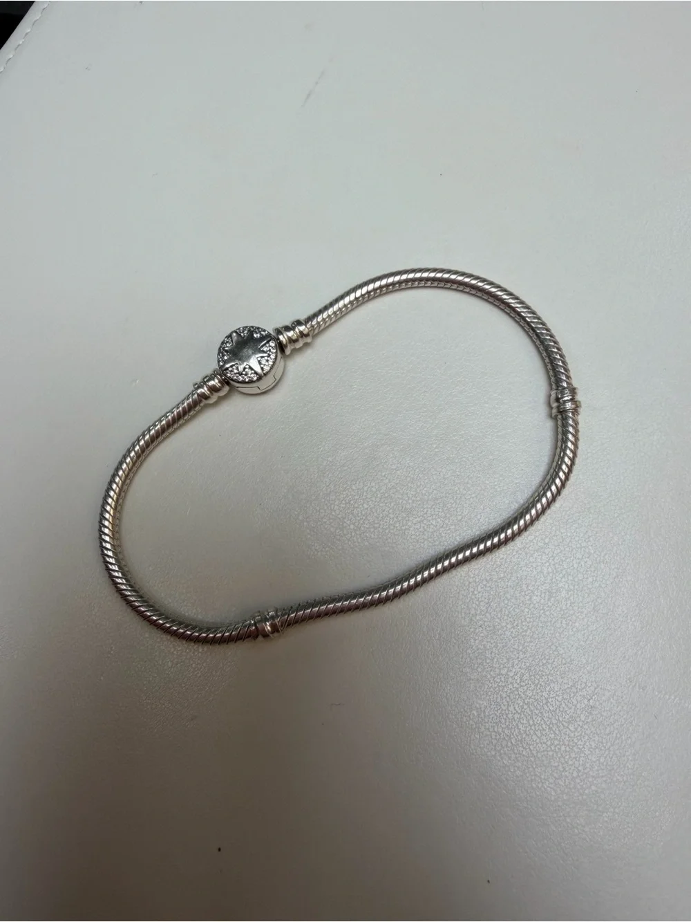Pandora Silver North Star Charm Snake Chain Bracelet